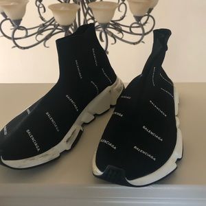 Balenciaga Wms Speed Trainer Mid ‘All Over Logo’